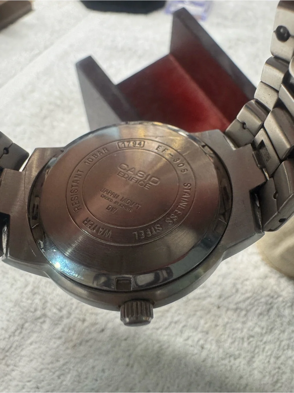 Casio Silver Stainless Steel Watch with Black Dial